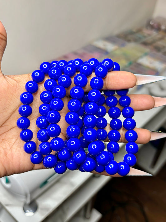 Solid Blue Beaded Bracelet (1pc)