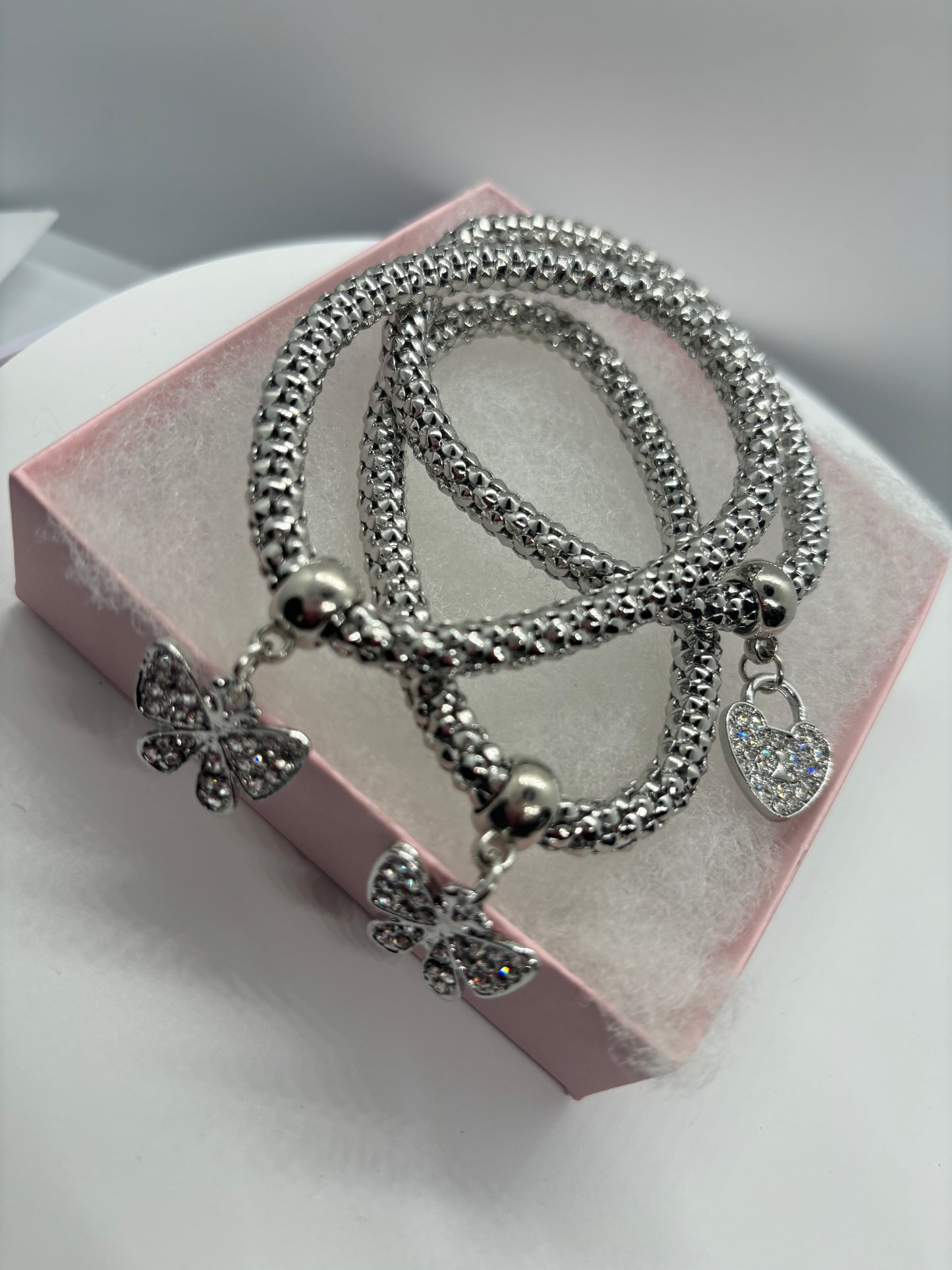Silver Bangle-Like Bracelet (3pc)