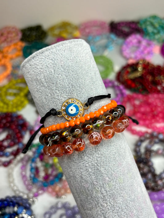 Orange Hollow Bead Set