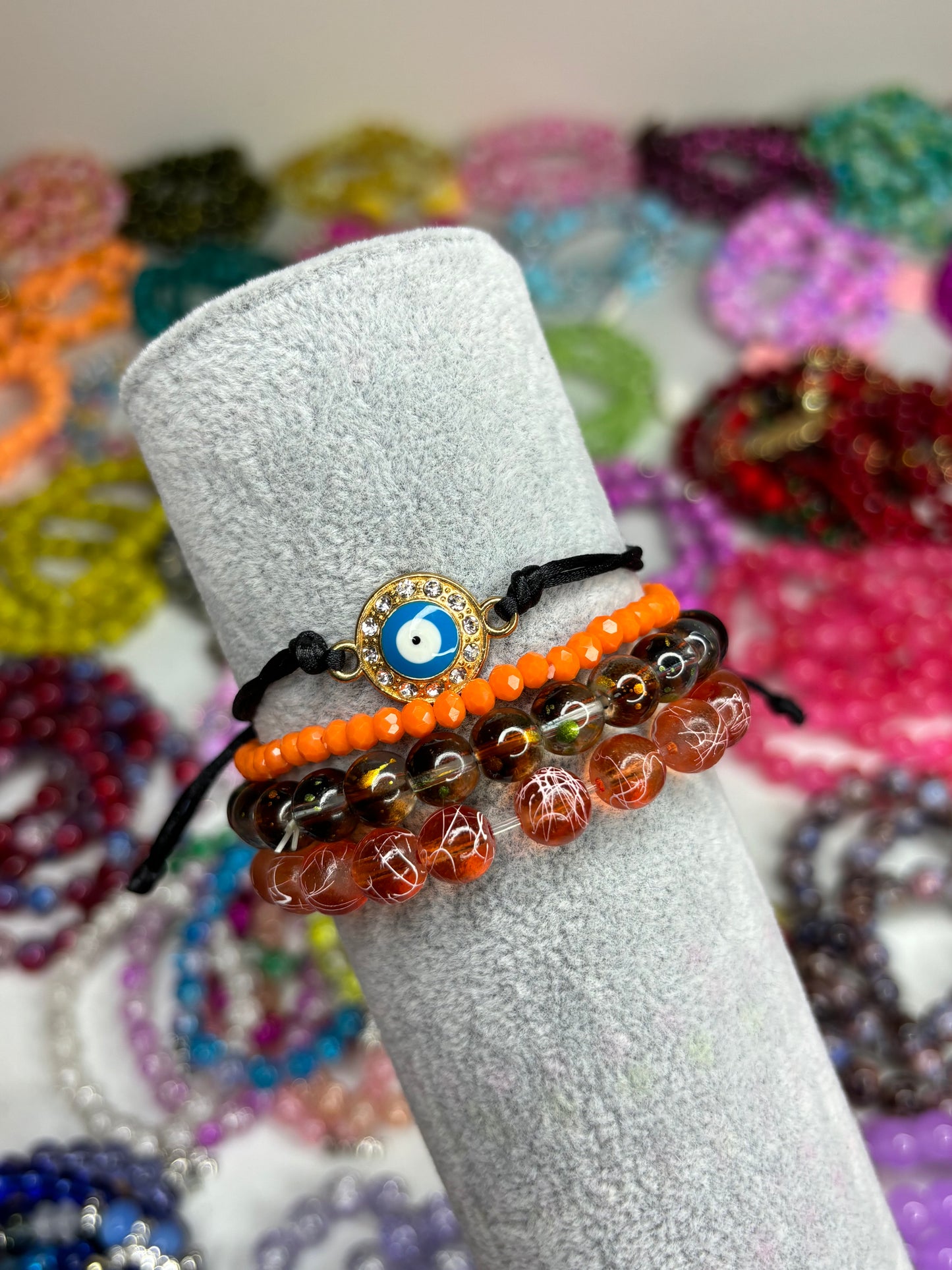 Orange Hollow Bead Set