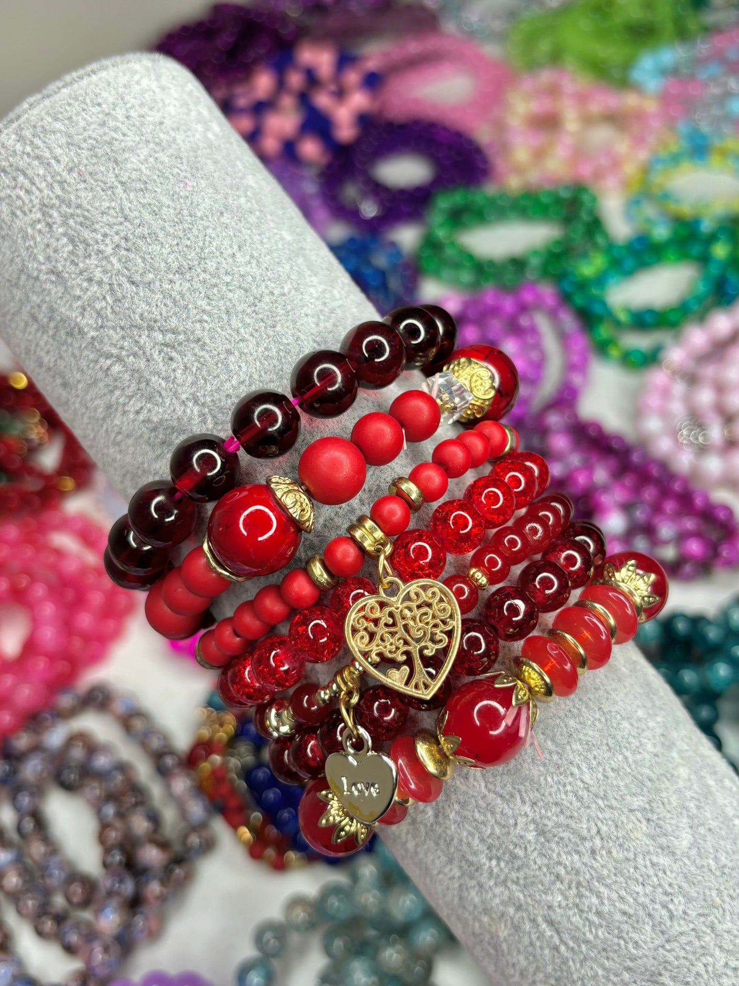 Holiday Heart Bead Set