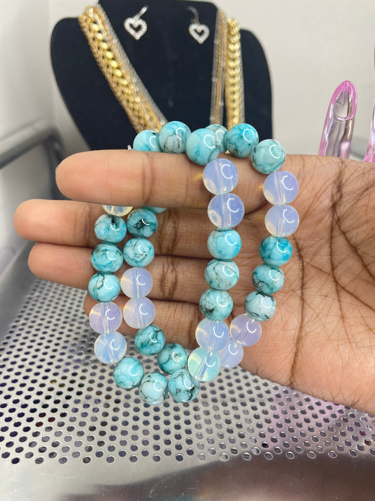 Lake Aqua Deluxe Beaded Bracelet