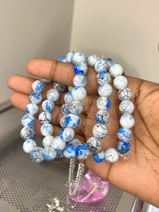 Blue Zig Zag Beaded Bracelet