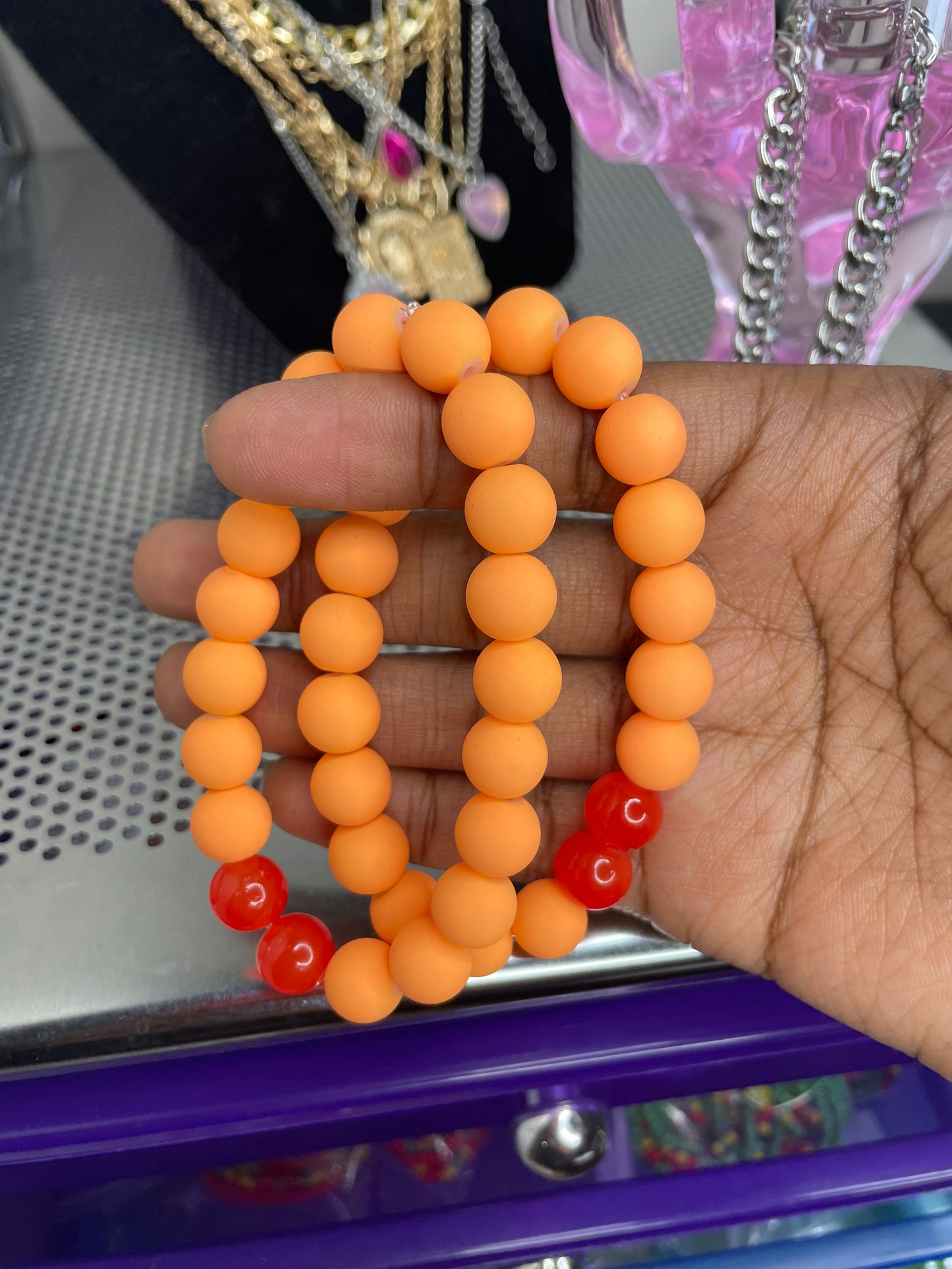 Orange Love Beaded Bracelet