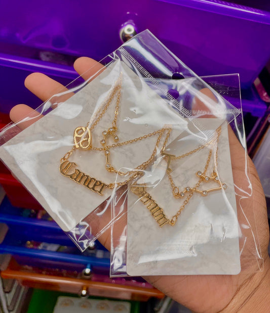 3 Gold Zodiac Necklaces Bundle