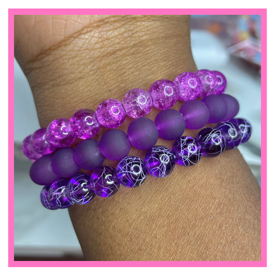True Violet Beaded Bracelet Set