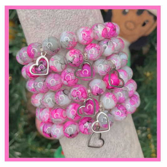 NEW! Dragon Fruit Heartville Beaded Bracelet