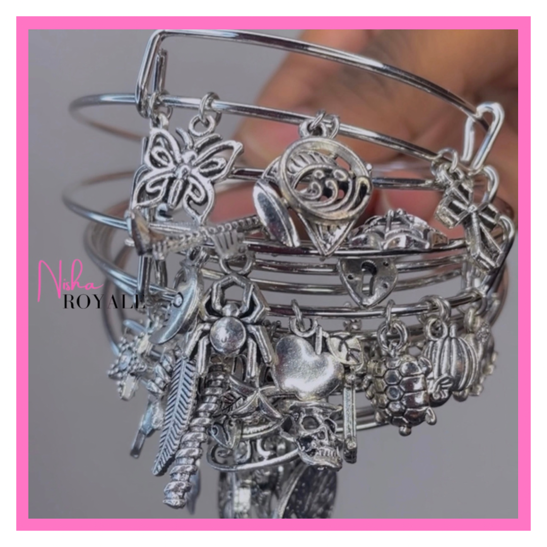 Silver Basic Charm Bangles