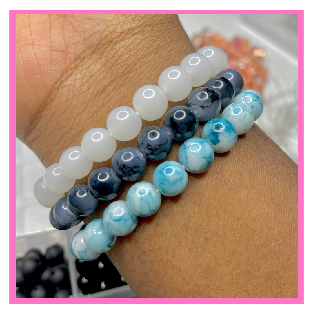 Crème, Marble Beaded Set