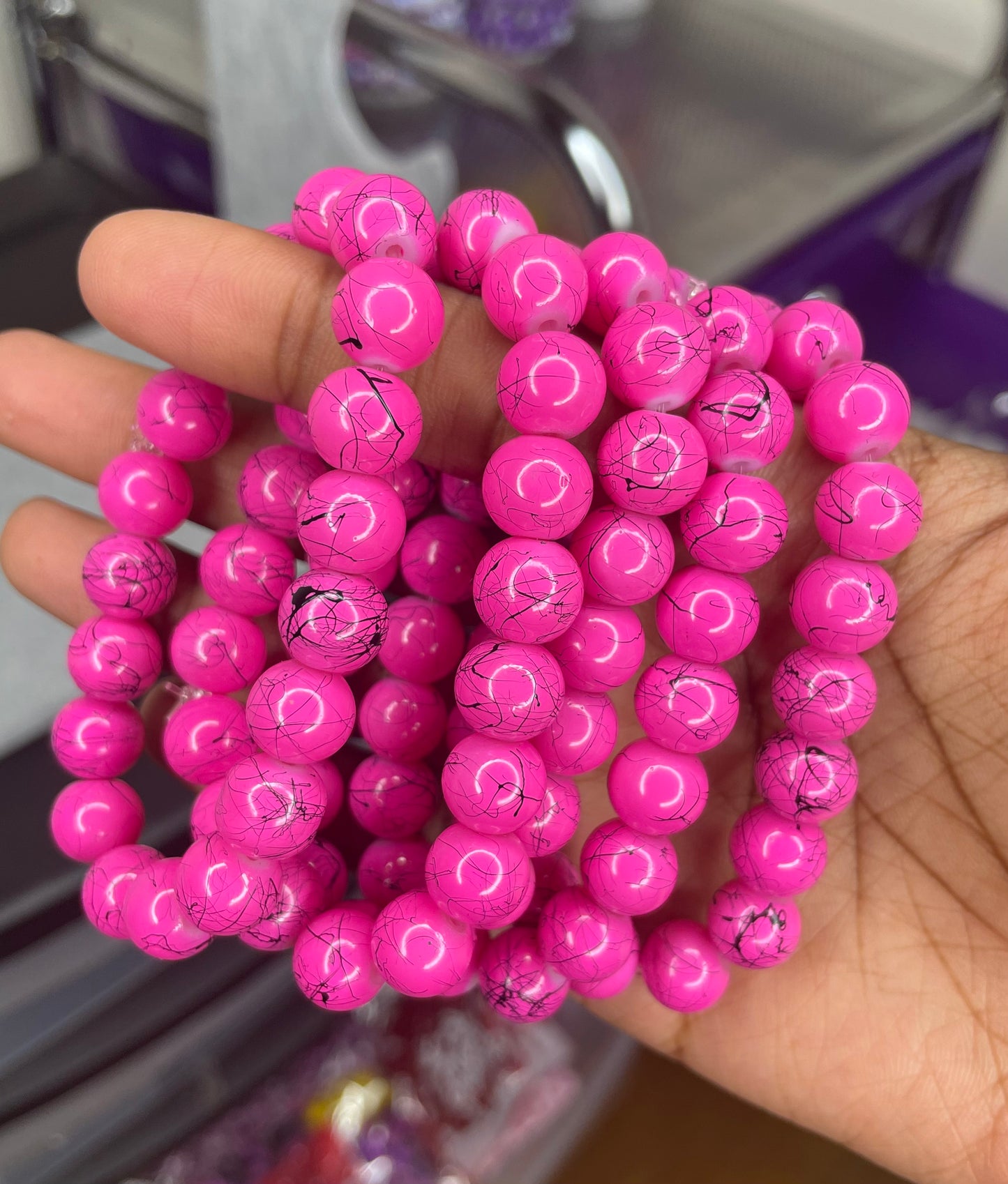 Medium Pink Beaded Bracelet