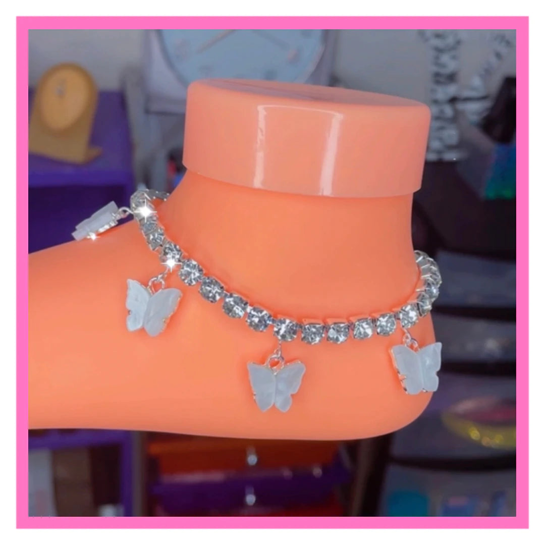White Butterfly Anklet Jewelry