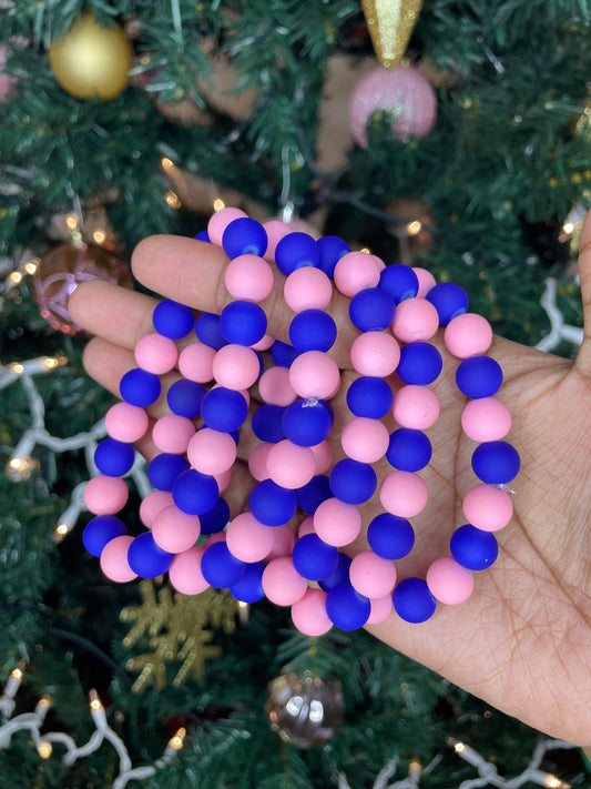 NEW! Pink & Blue Dot Beaded Bracelet