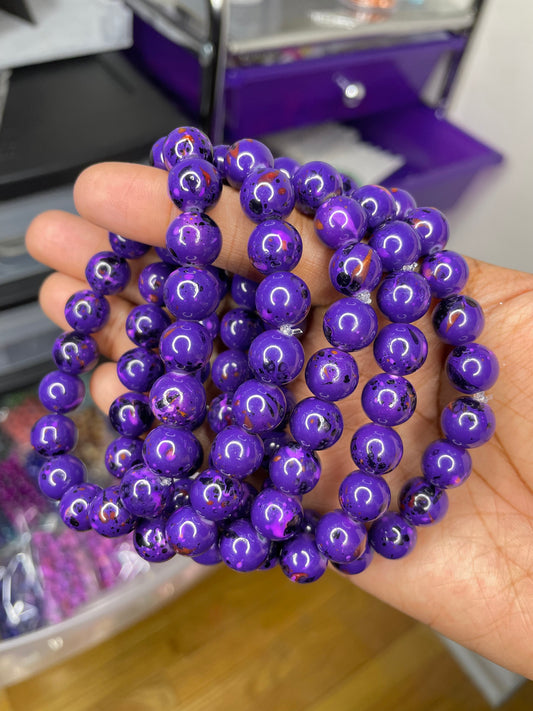 Purple Jawbreaker Beaded Bracelet