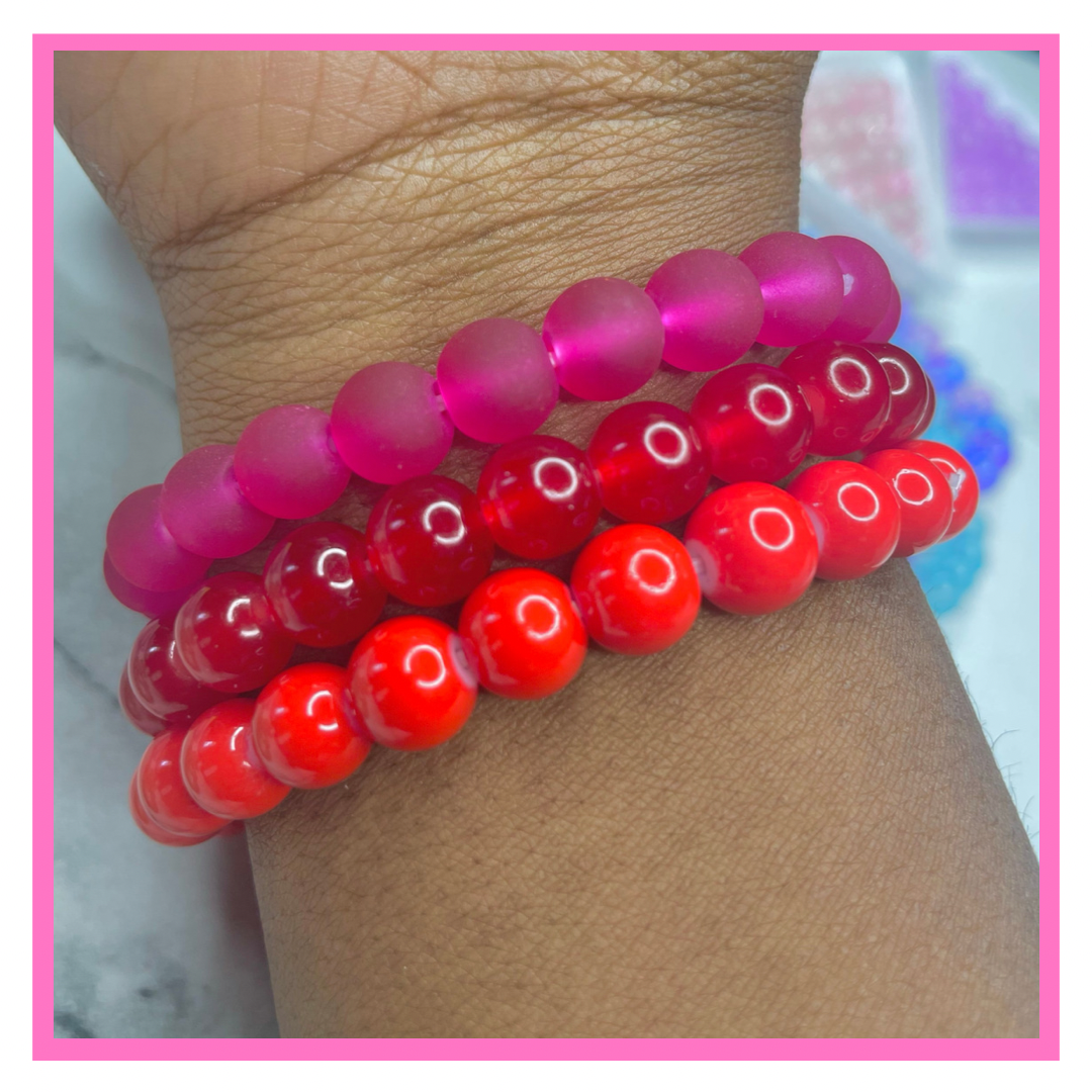 Plum Beaded Bracelet Set