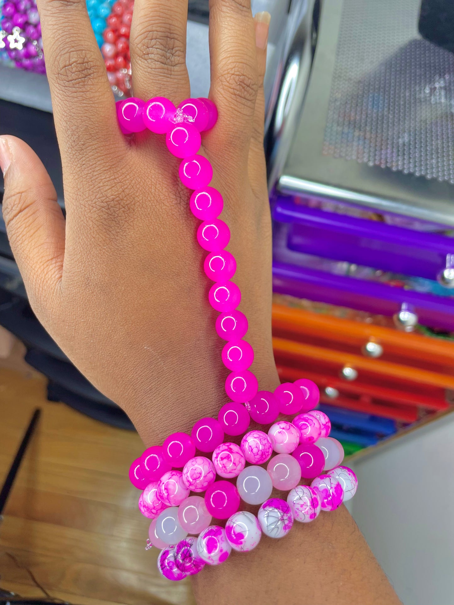 NEW! Barbie Pink Connector Beaded Bracelet Set