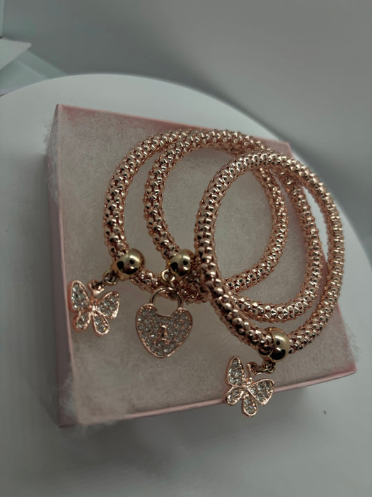 Rose Gold Bangle-Like Bracelet (3pc)