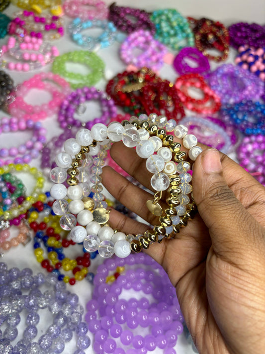 Spiral White Beaded Bracelet (1pc)