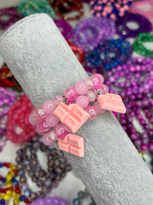 Pink Chocolate Beaded Bracelet (1pc)