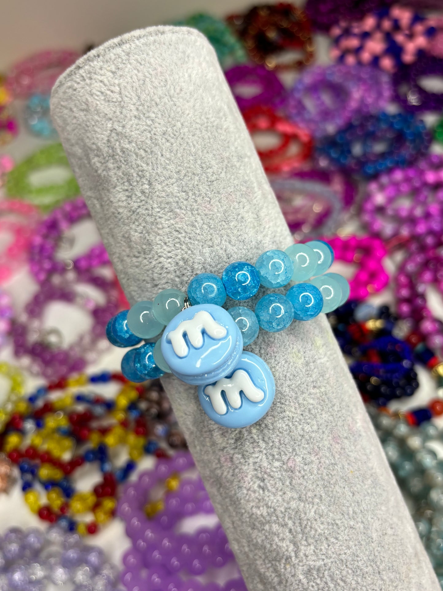Blue M&M Beaded Bracelet (1pc)