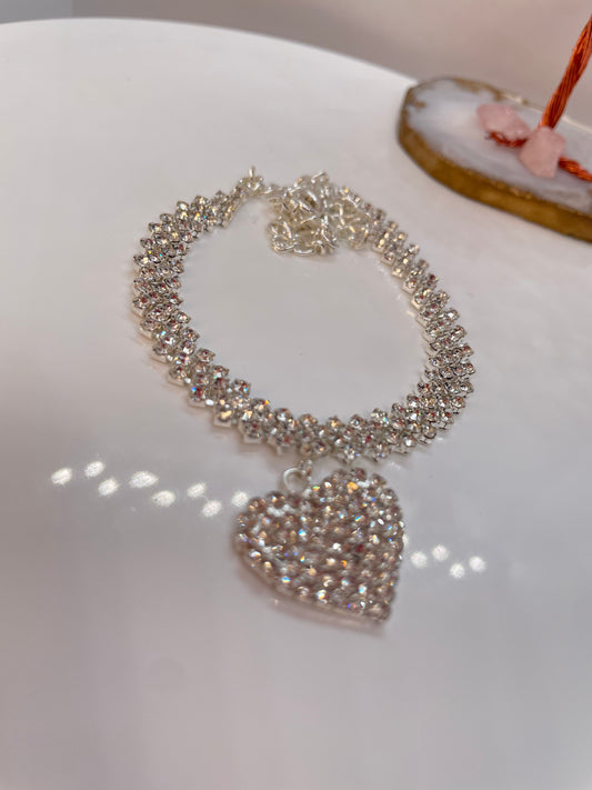 Silver Menace Heart Anklet