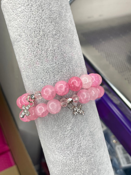 Melon Cross Beaded Bracelet