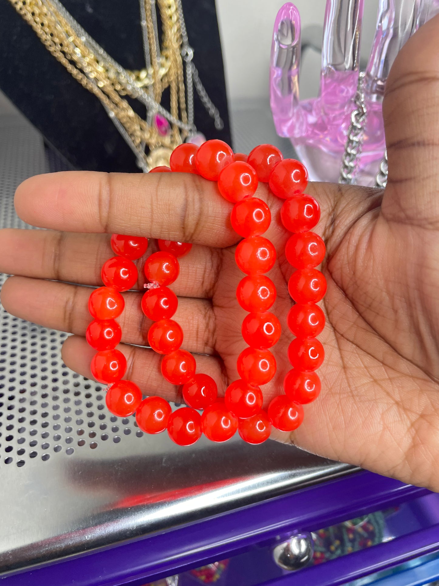 Fire Orange Beaded Bracelet