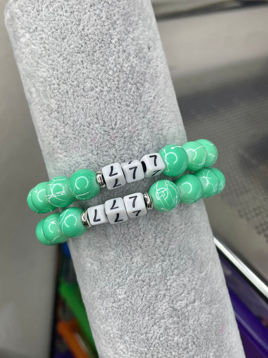 Green 777 Beaded Bracelet