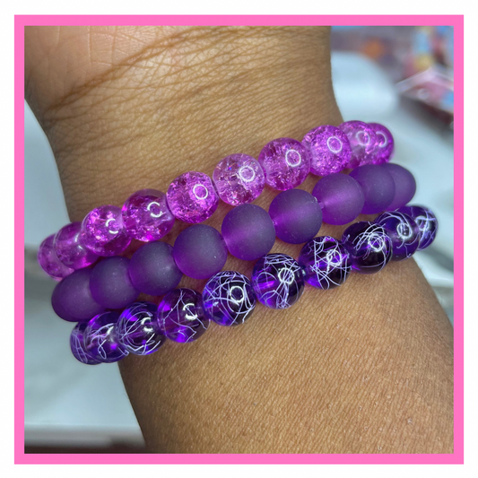 True Violet Beaded Bracelet Set