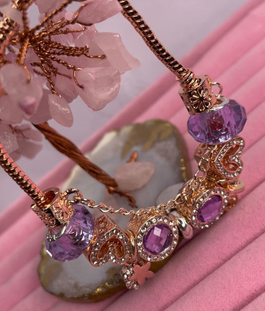 NEW! Purple Rose Gold x Charm Bracelet