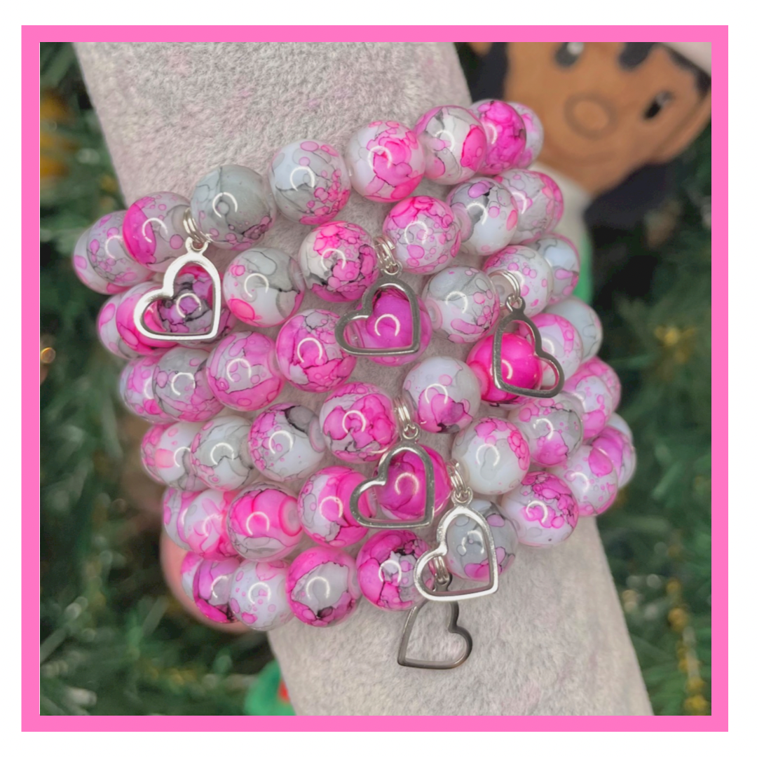 NEW! Dragon Fruit Heartville Beaded Bracelet
