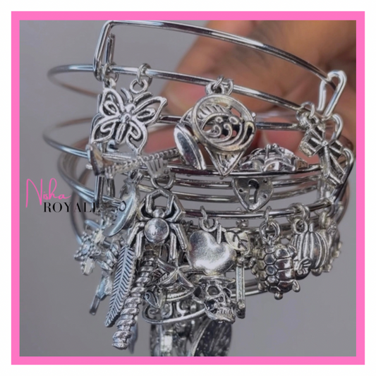 Silver Basic Charm Bangles