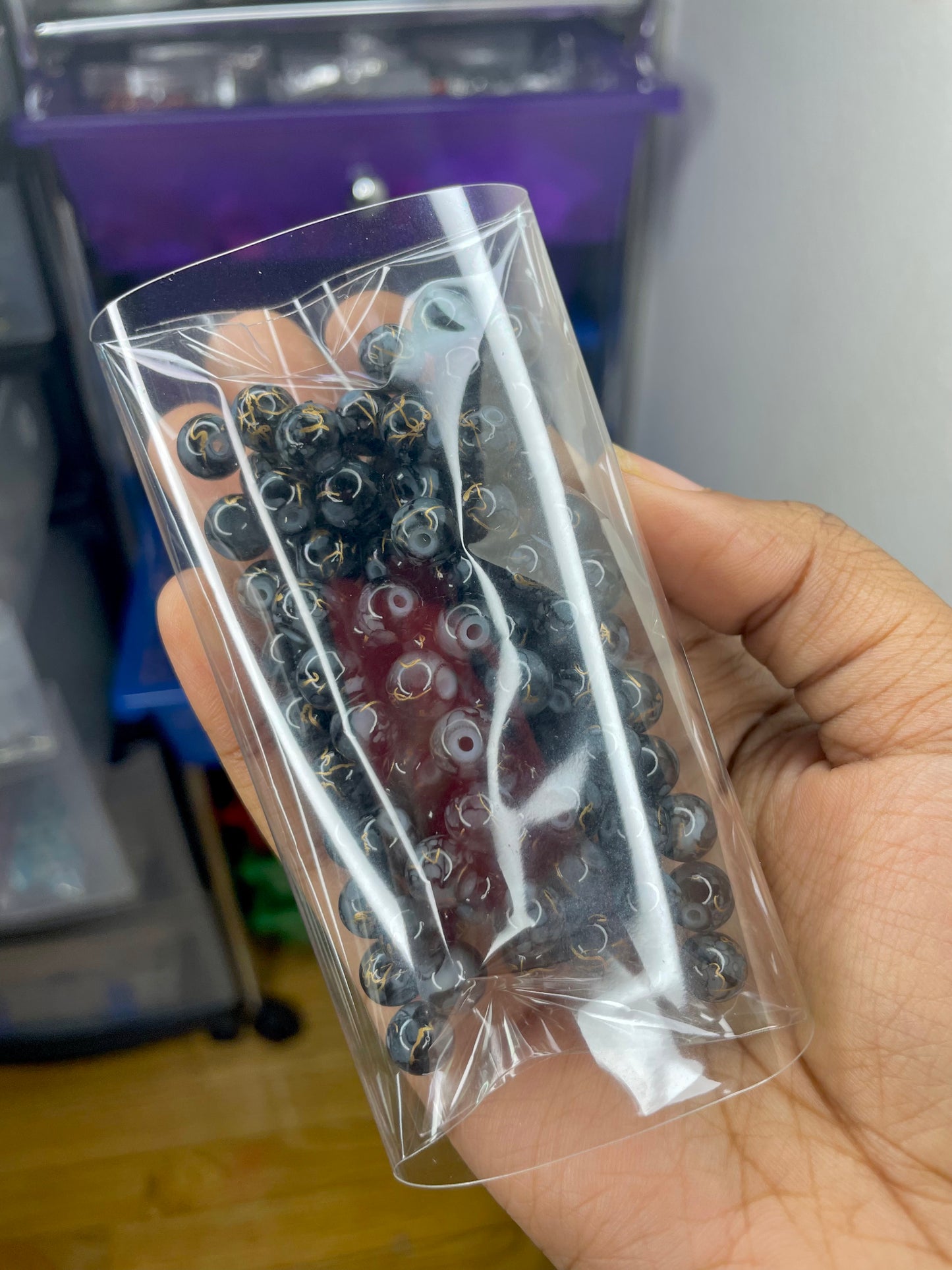 Wholesale: “Black Lightening” 8mm Beads