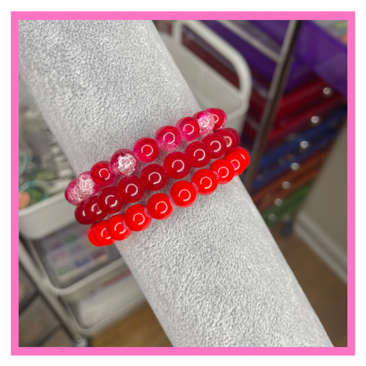 Strawberry Beaded Bracelet Set