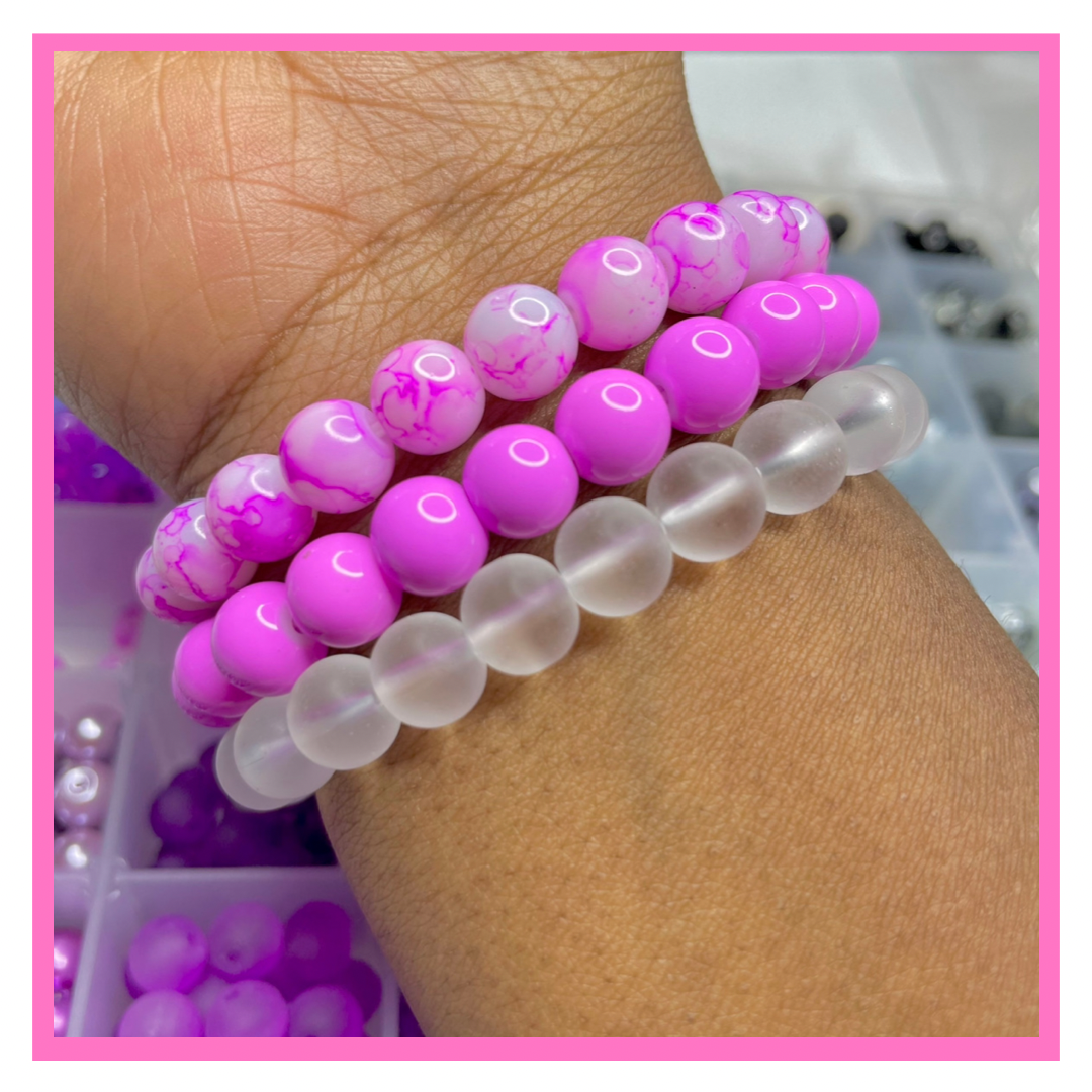 Soft Purple Beaded Bracelets Set