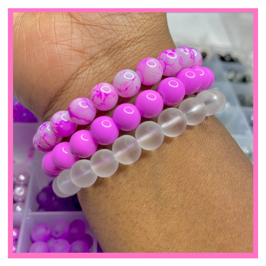 Soft Purple Beaded Bracelets Set
