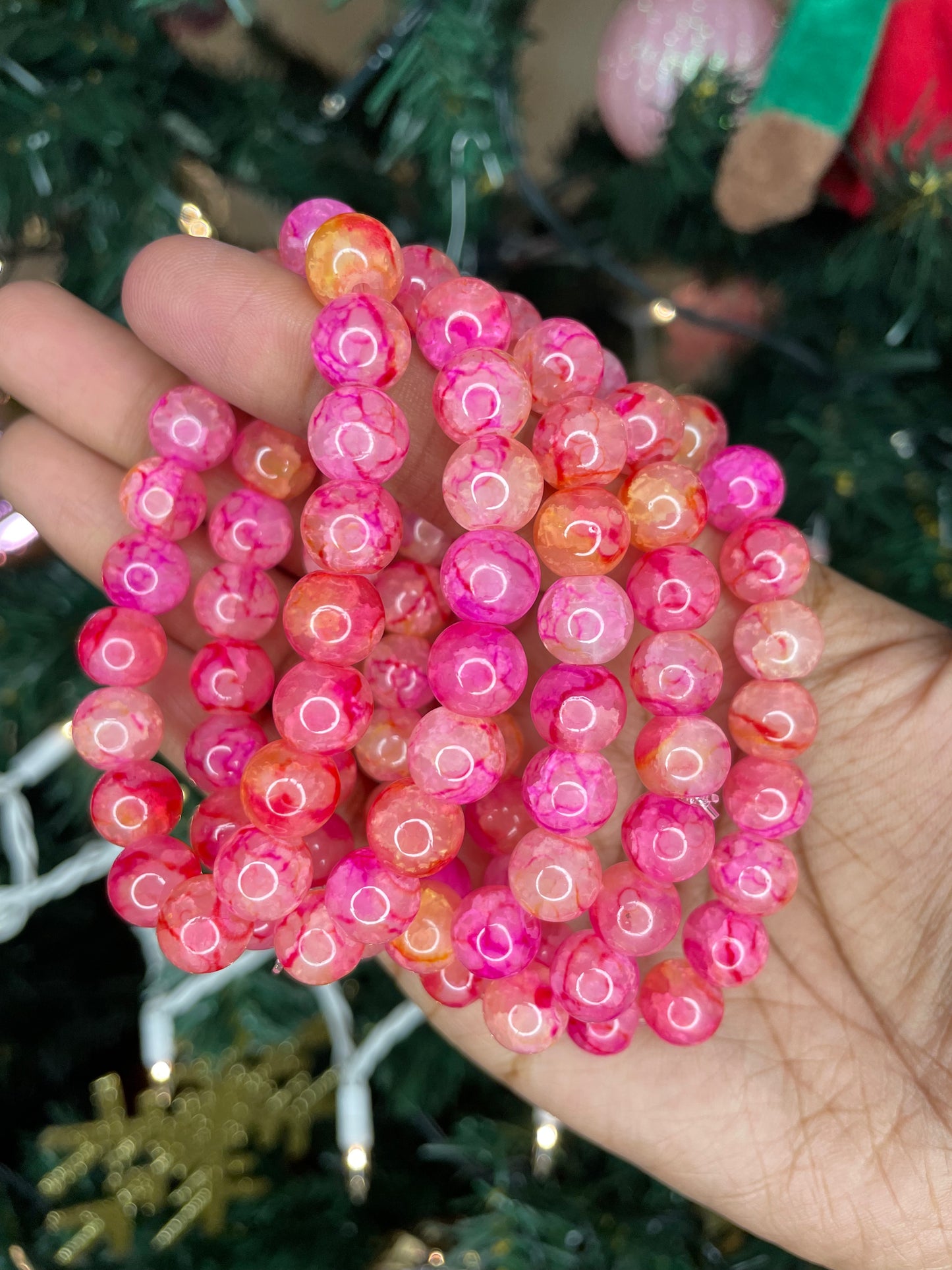 NEW! Peach & Pink Beaded Bracelet