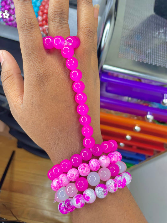 NEW! Barbie Pink Connector Beaded Bracelet Set