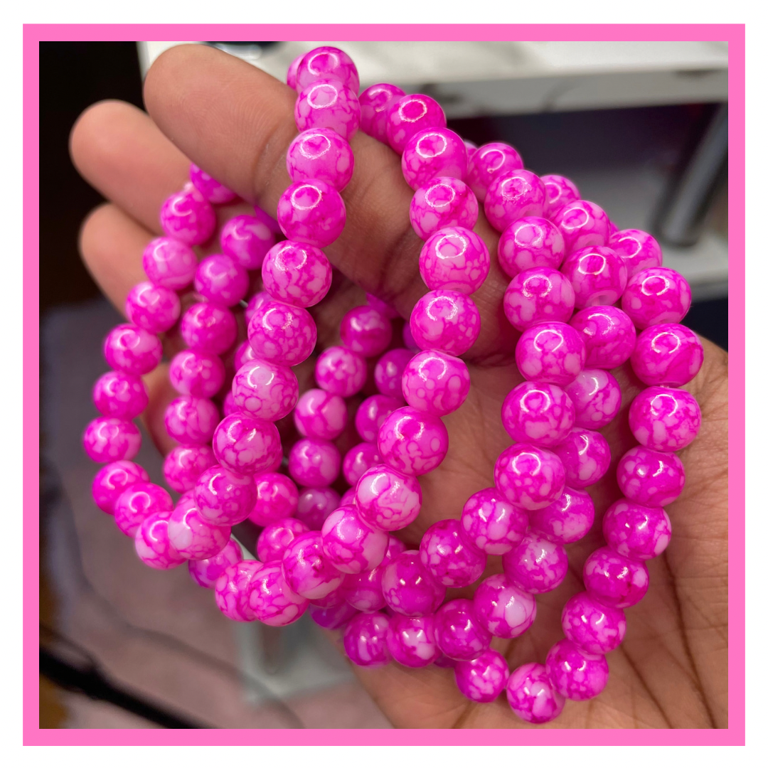 Hot Pink Swirl Beaded Bracelet