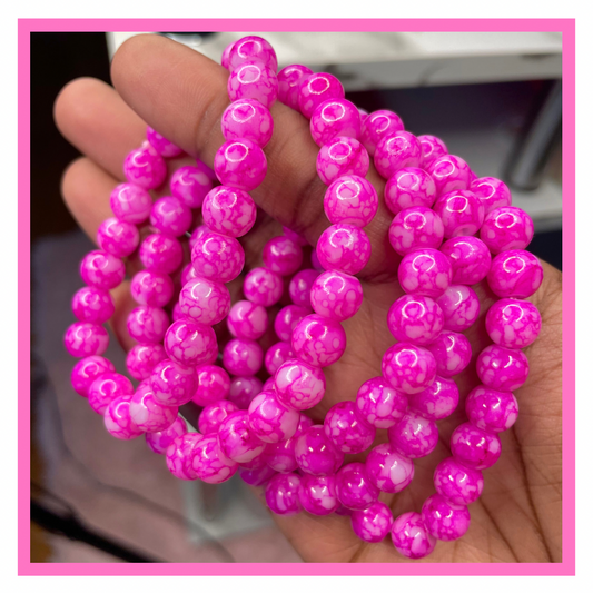 Hot Pink Swirl Beaded Bracelet